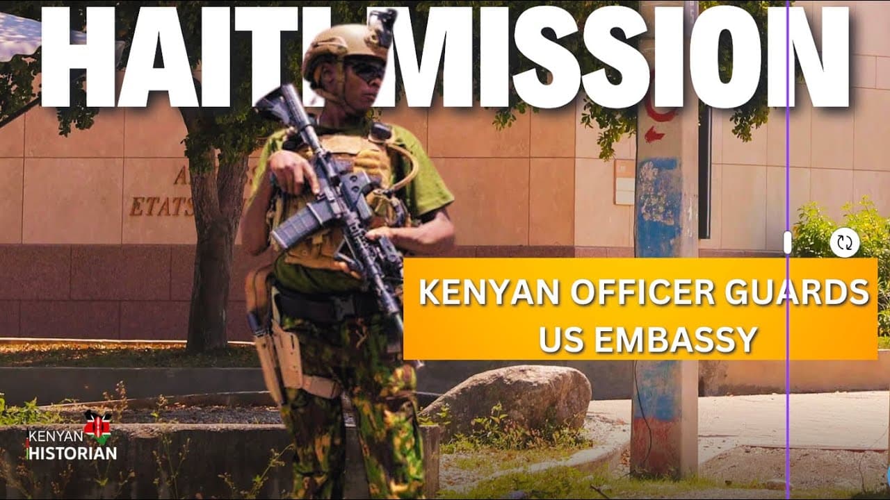 Kenyan police guards the US Embassy in Haiti