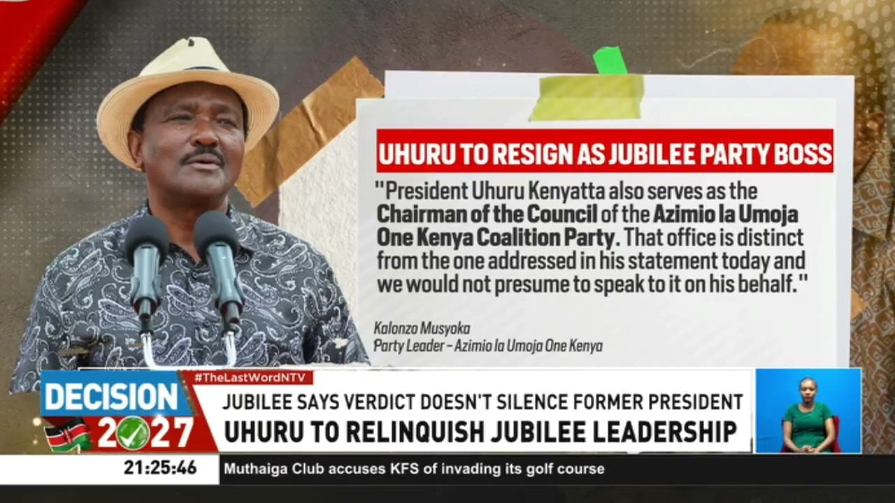 Uhuru Kenyatta announces his intention to step down from the leadership of the Jubilee Party