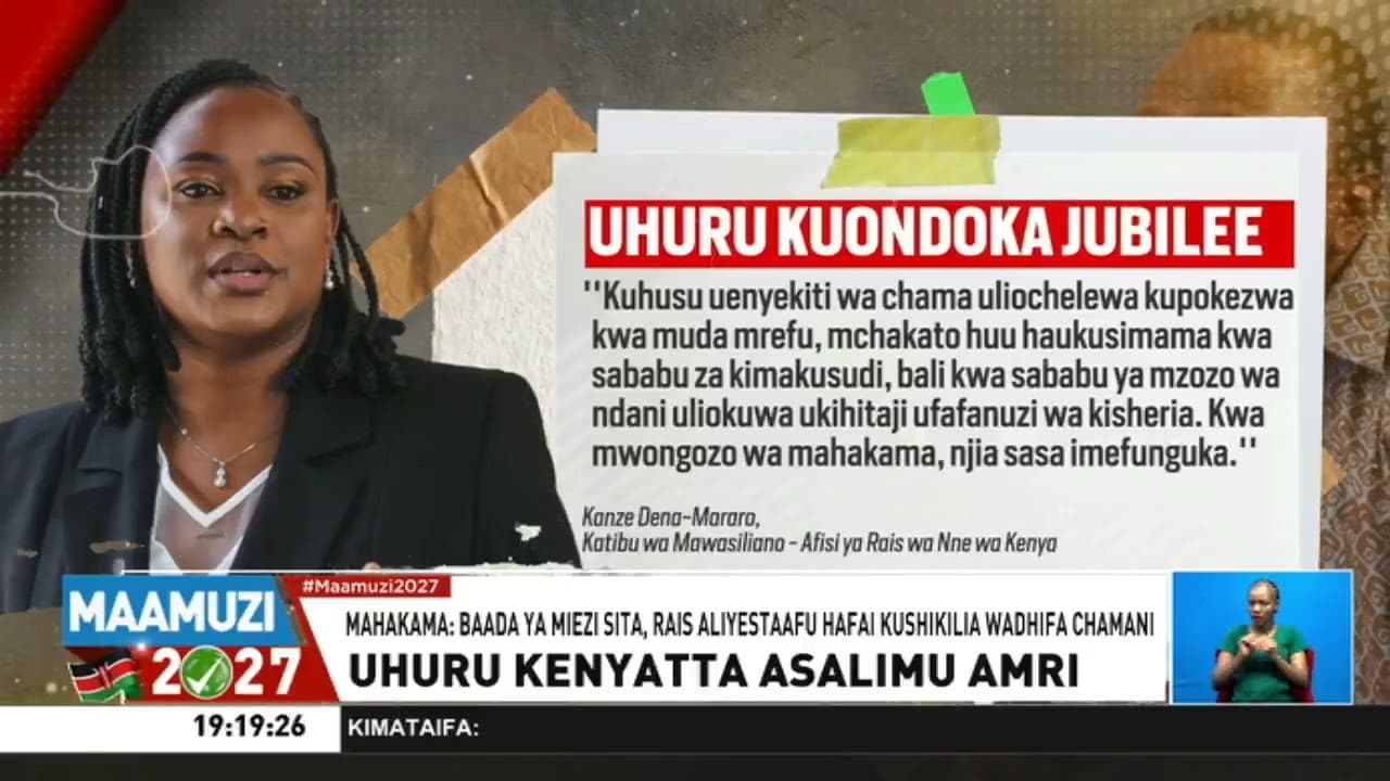 Rais Mstaafu Uhuru Kenyatta atangaza kuwa ataondoka kwenye uongozi wa chama cha Jubilee