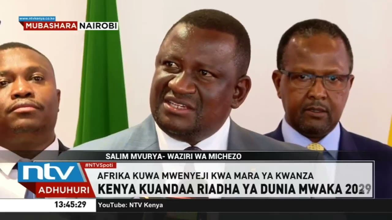Sports CS Salim Mvurya reacts after Kenya won bid to host 2029 World Athletics Championships
