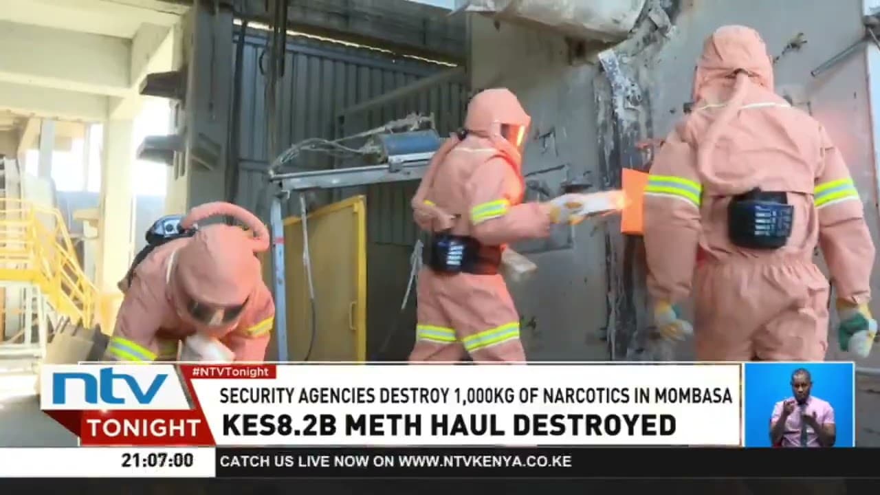 Mombasa: Authorities destroy a consignment of methamphetamine narcotics worth Sh8.2B