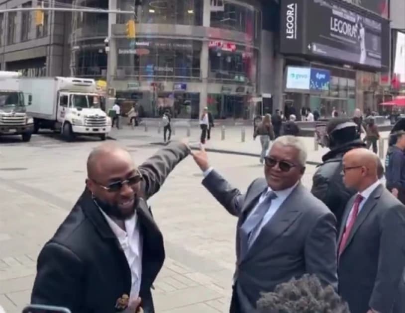 Davido joins billionaire Dangote in New York to unveil massive Times Square billboard