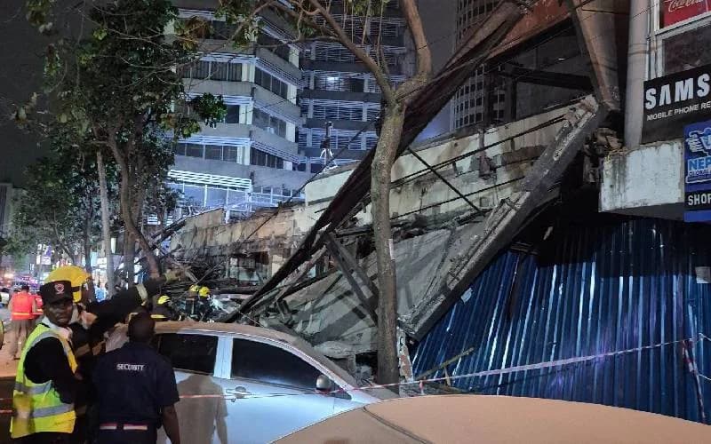 Four injured, several feared trapped after building collapses along Moi Avenue, Nairobi
