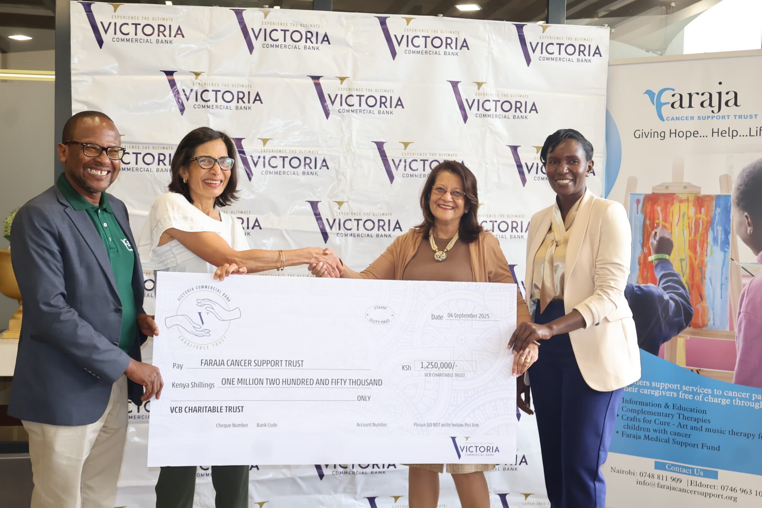 Victoria Commercial Bank contributes Ksh. 1.25M to fight childhood cancer