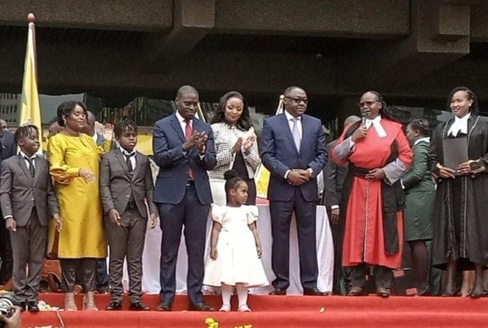 Sakaja’s wife June Ndegwa & kids steal the show during swearing in