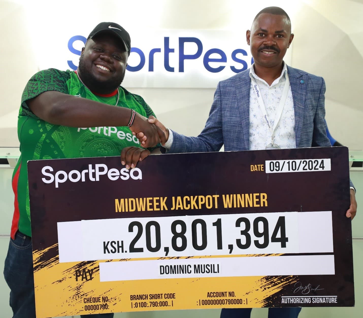 SportPesa unveils Sh. 20.8 million Midweek Jackpot winner who staked Sh. 99