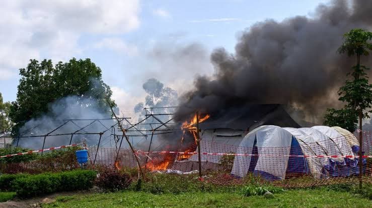 Angry crowd sets Ebola hospital tents on fire in DR Congo