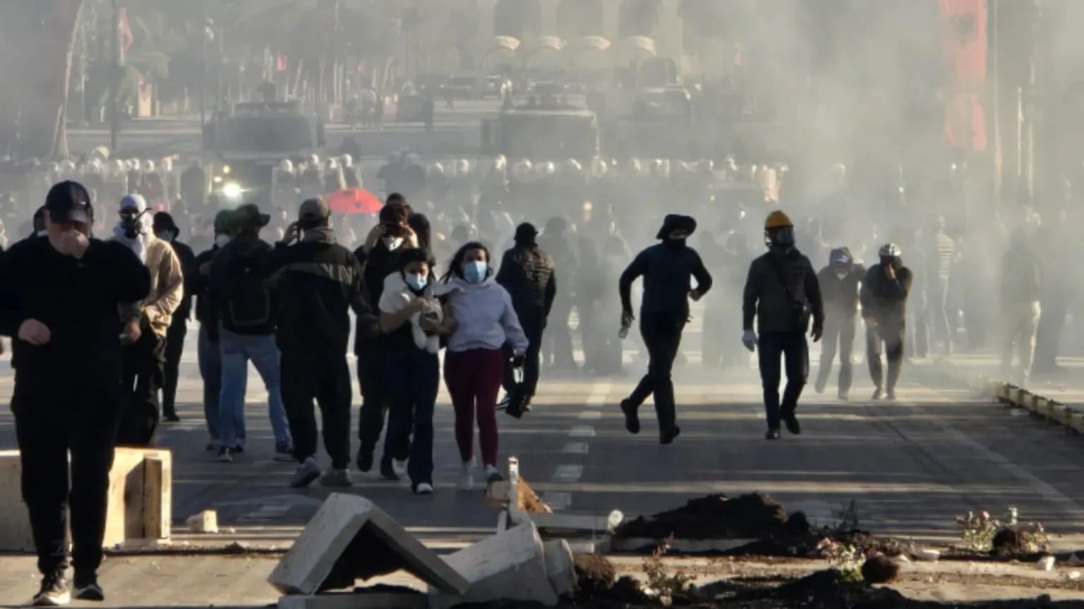 Anti-government protesters battle with police in Albania