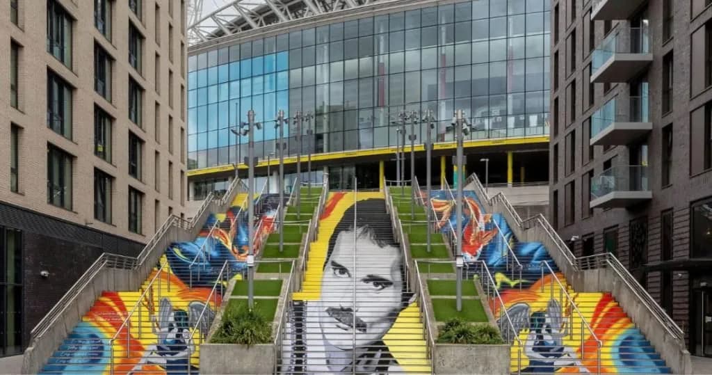 Freddie Mercury mural unveiled at Wembley Park