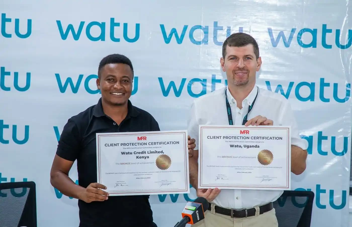 Watu Credit Awarded Client Protection Certification from MFR