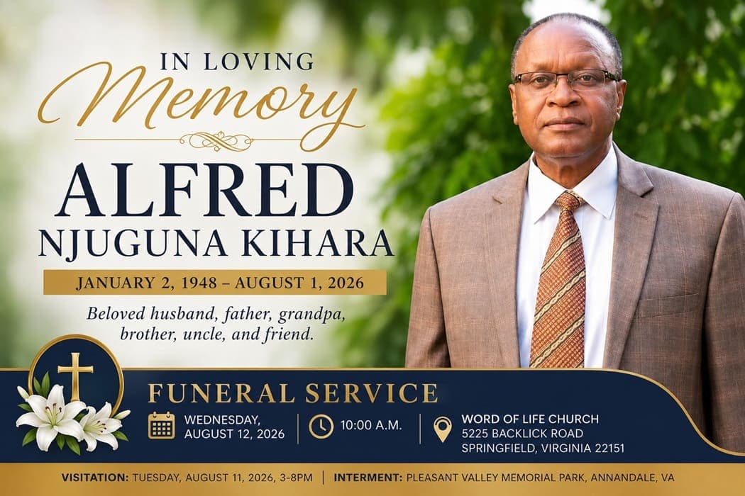 Funeral Service for Alfred Njuguna Kihara to Be Held in Virginia