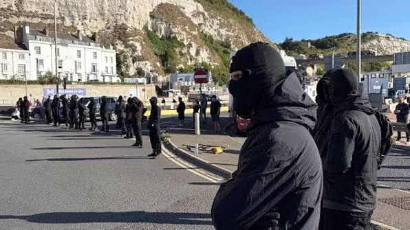 Disruption at Port of Dover as masked men hold protest