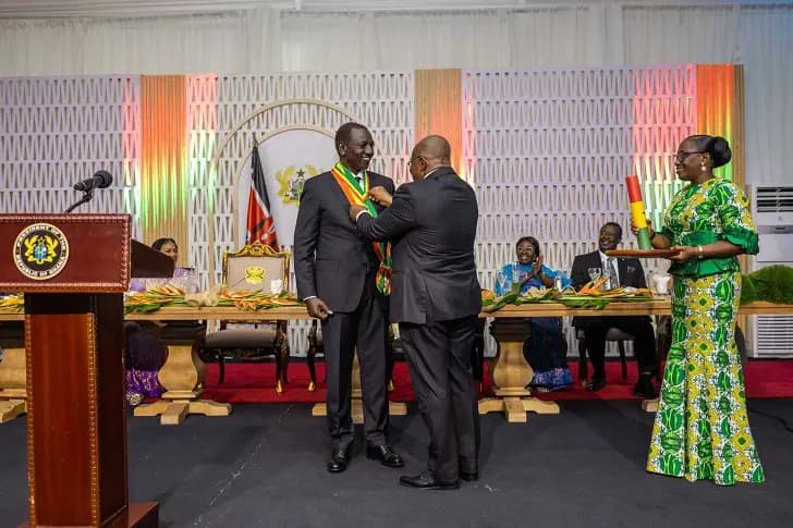 Ruto Receives Ghana’s Highest Honor in Historic Ceremony