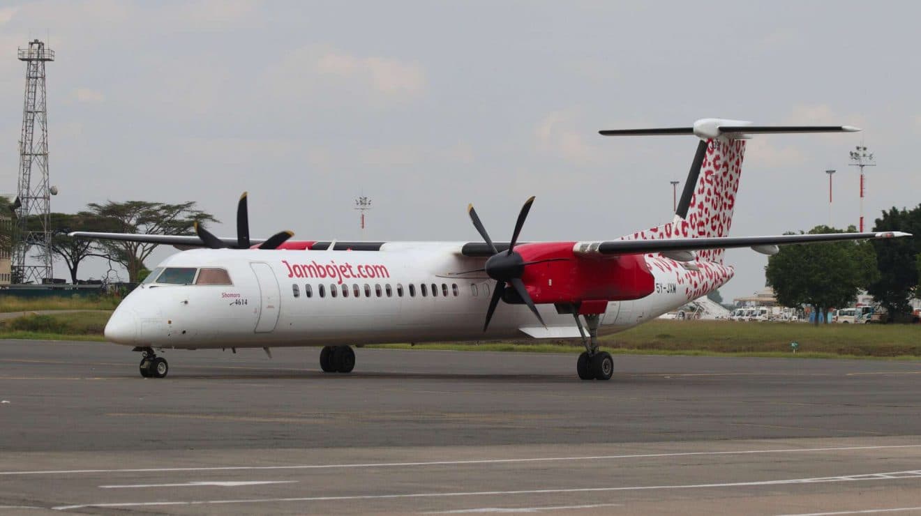 Passengers stranded after Jambojet bird strike grounds aircraft at Kisumu airport