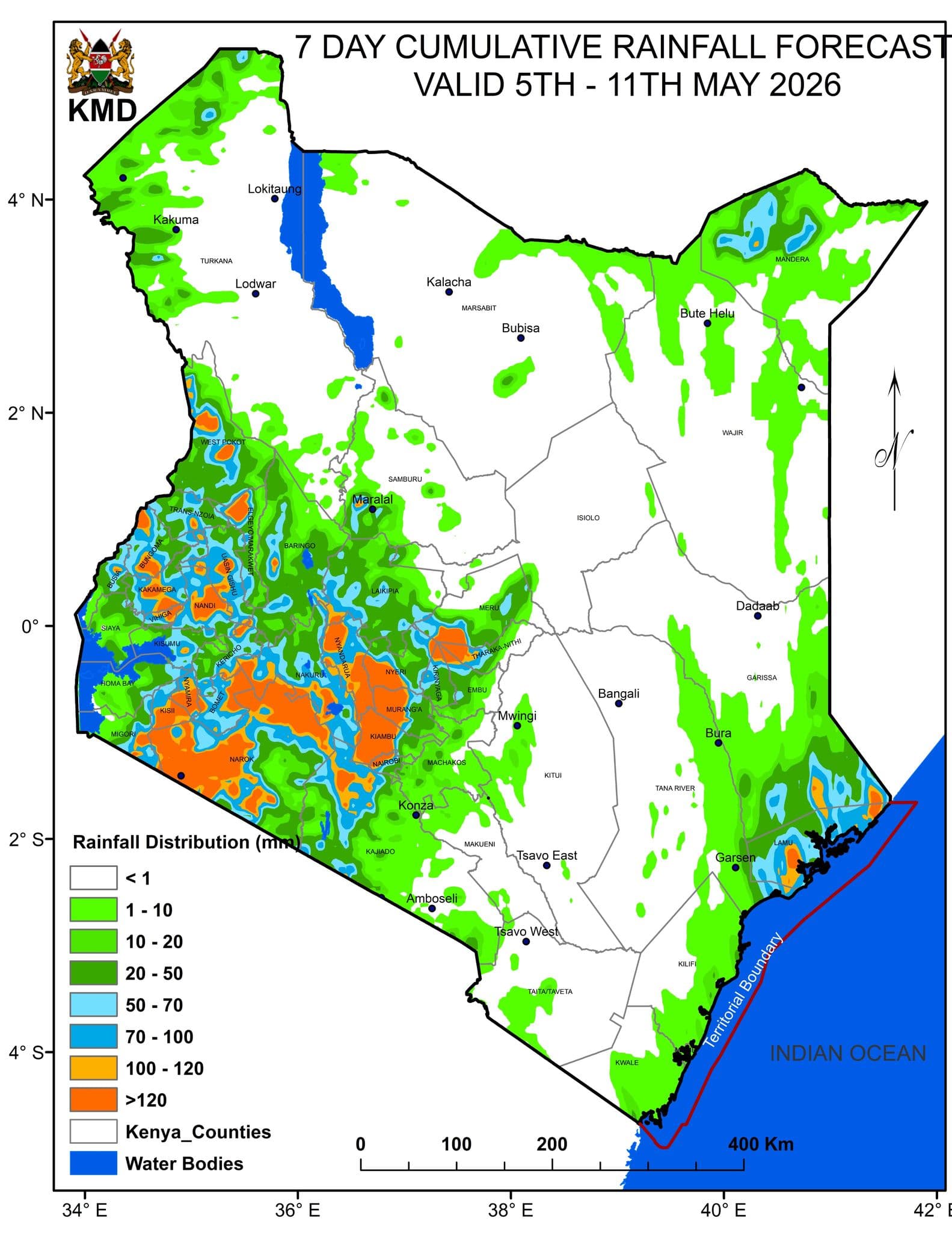 Kiambu to experience lower rainfall this week