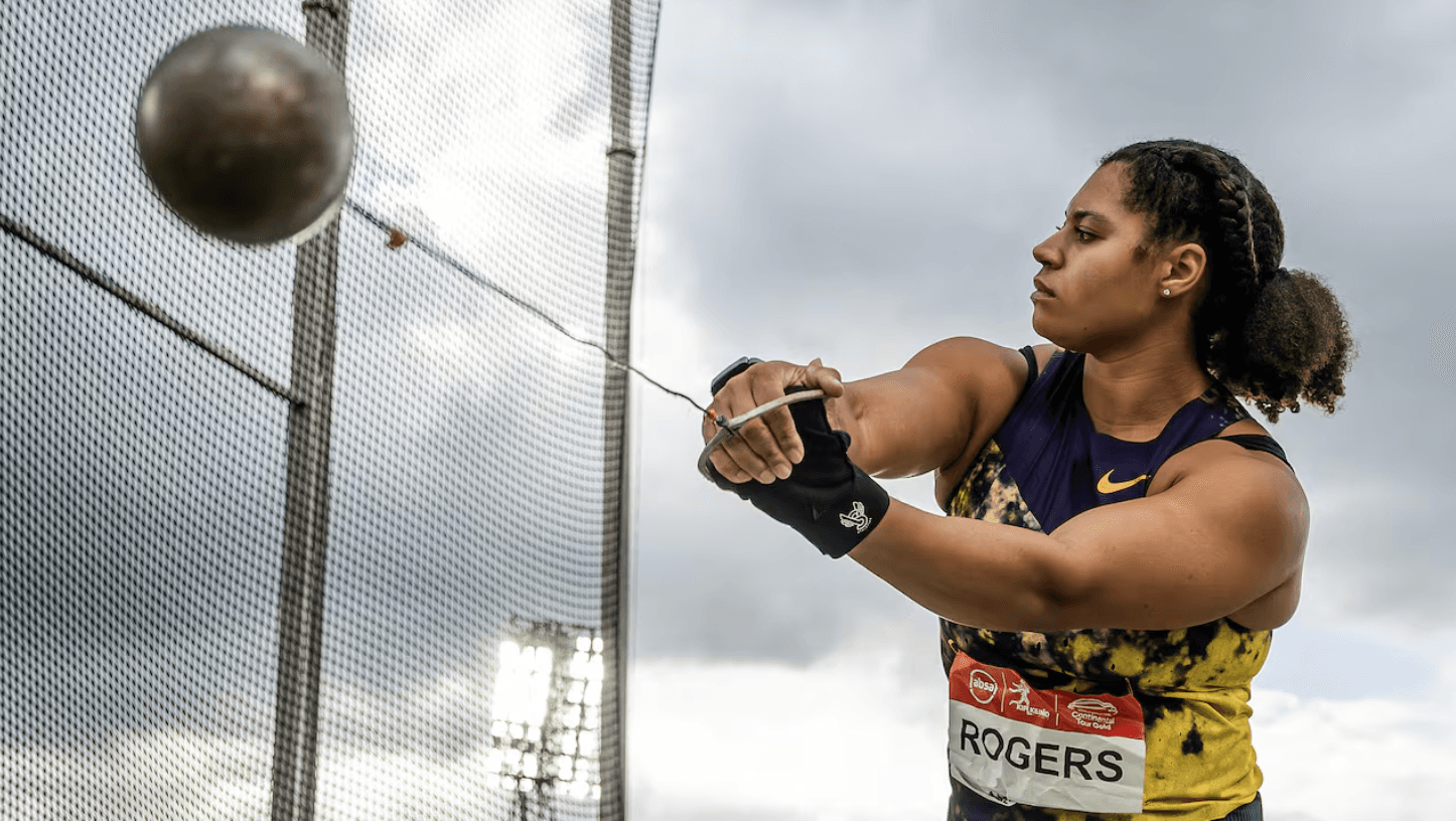 Canadians Rogers and Eztberg dominated the throws at Kip Keino