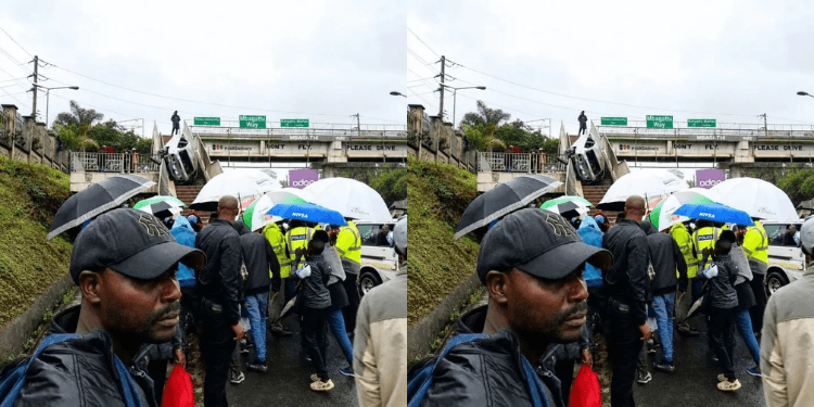 Details Emerge of Horror Crash Where a Car Flew onto Mbagathi Way Footbridge and Caught Fire