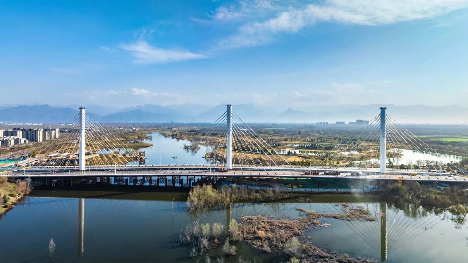 World’s Widest Multi-tower Cable-stayed Bridge Opens in China