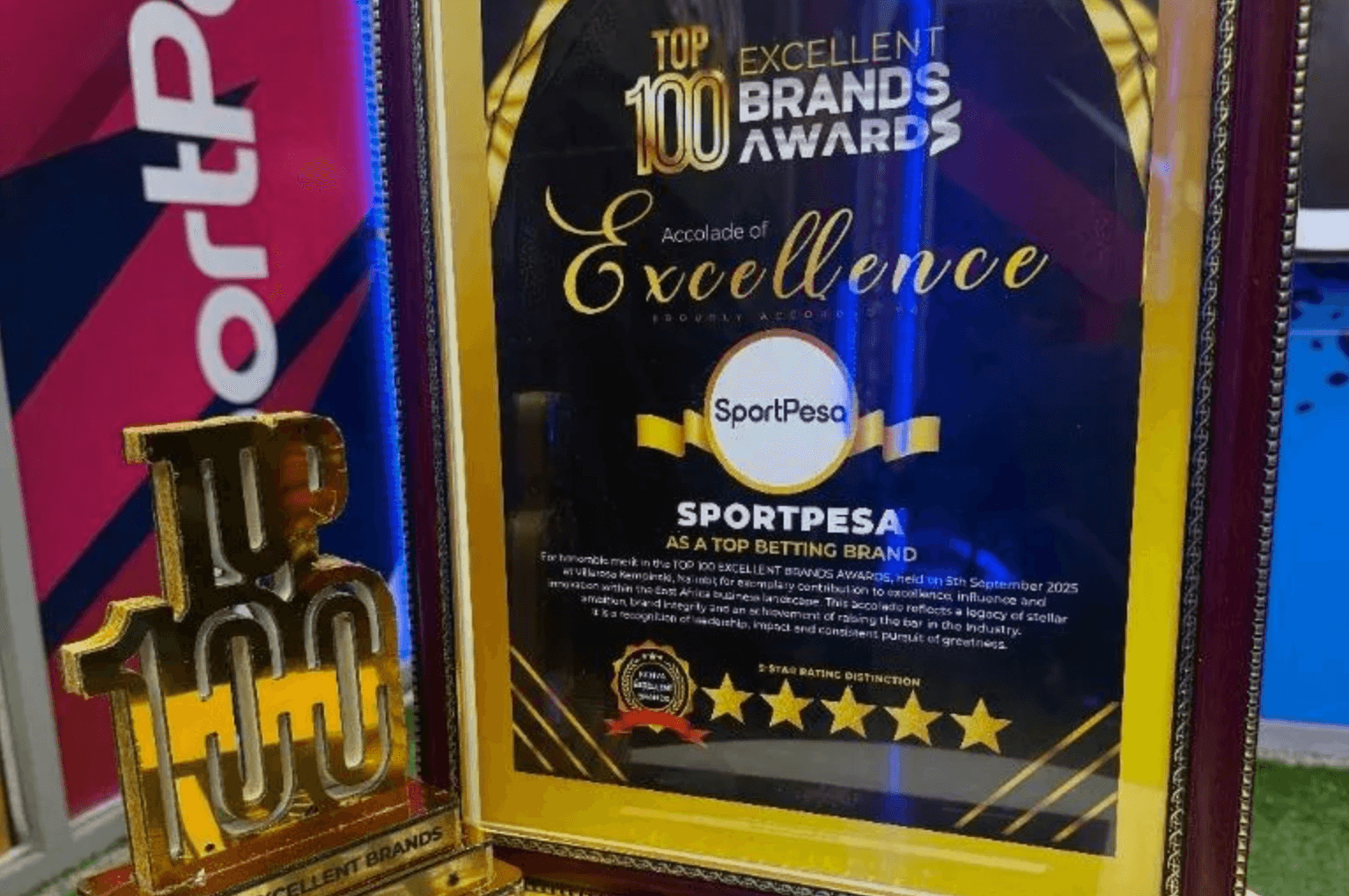 SportPesa crowned Kenya’s no.1 betting brand with five-star recognition at the 2025 Excellent Brands Awards