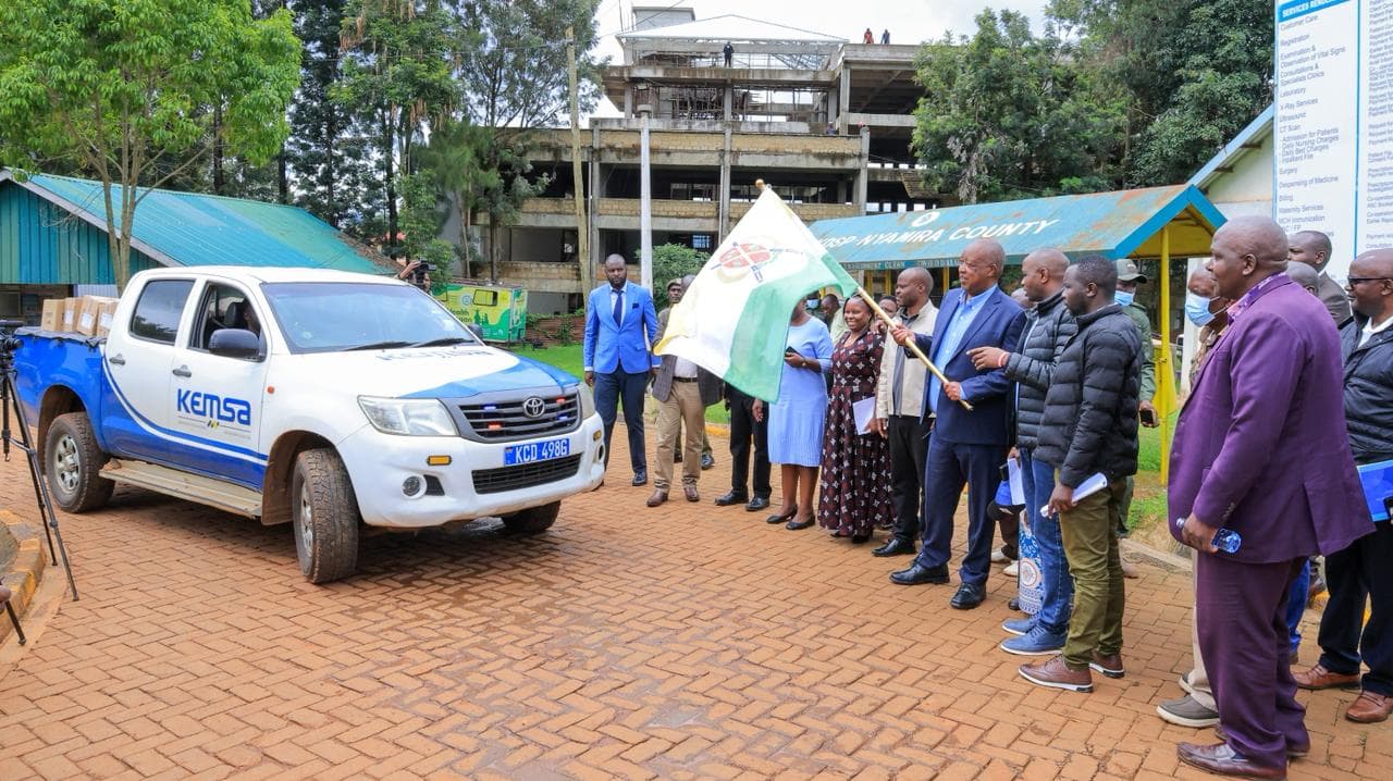 Governor Nyaribo flags off medicine worth Sh. 100million