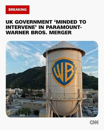 UK government says it’s likely to challenge $110 billion Paramount-Warner Bros. merger