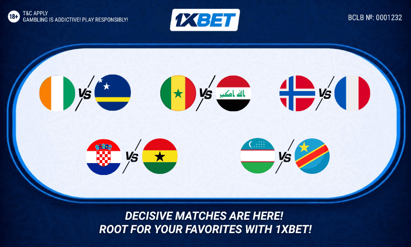 Top-level football reaches the decisive stage of the group phase: 1xBet presents the key clashes of Matchday 3 at the World Championship