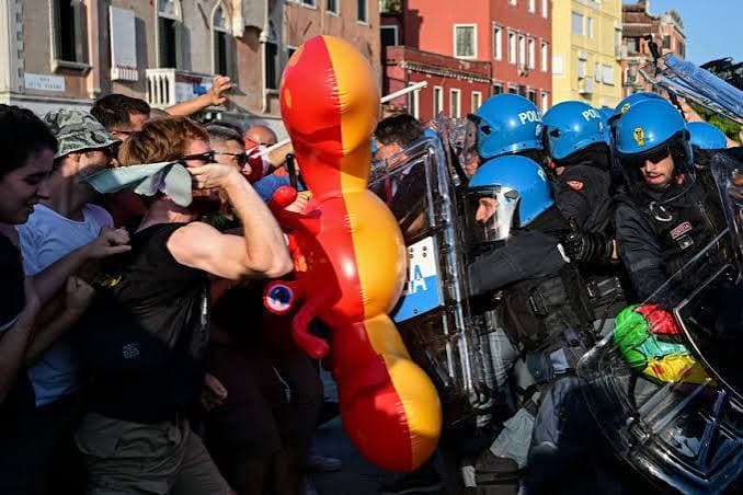 Venice protesters clash with police as Trump envoy’s mega yacht crashes their party