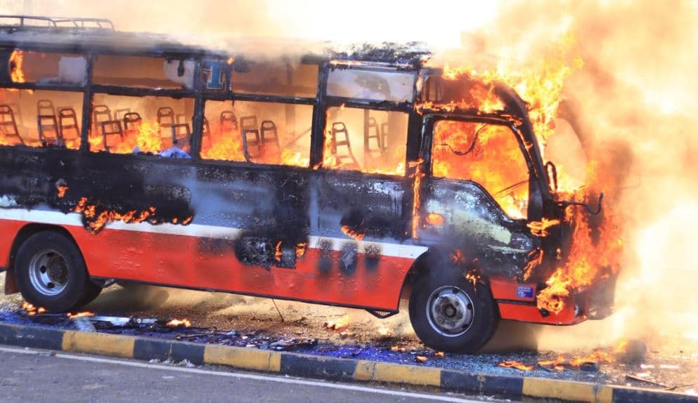 Super Metro Matatu Set Ablaze After Hitting Motorcyclist on Thika Superhighway