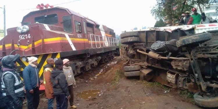Three Escape Death as Train Slams Into A Lorry Carrying Bread at Limuru Railway Crossing
