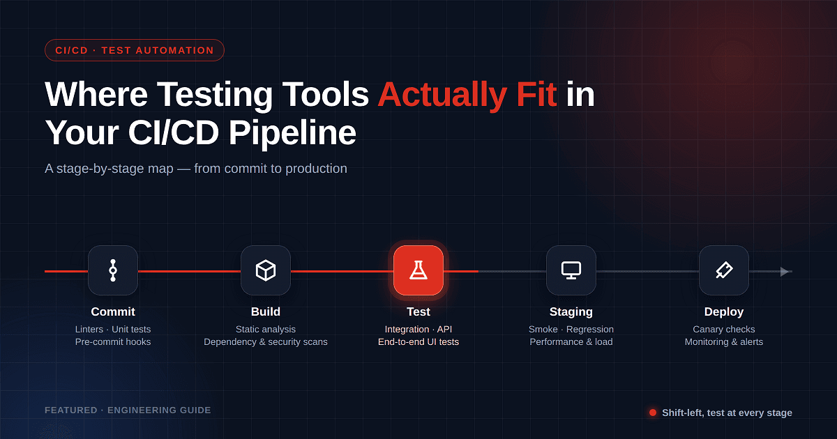 Where Testing Tools Actually Fit in Your CI/CD Pipeline (Stage by Stage)