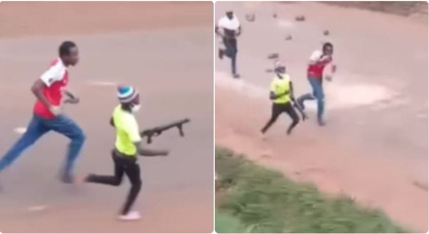 CCTV Footage Shows Suspect Fleeing With Police Rifle During Fuel Protests in Wote