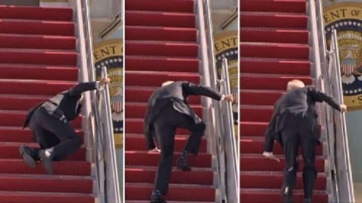 VIDEO: Trump Jr makes fun of Biden’s triple fall on Air Force One staircase