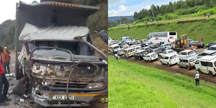 Traffic Snarl-Up as Truck Accident Blocks Maai Mahiu Escarpment Road