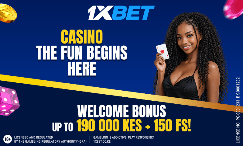 Don’t miss your chance to get a welcome package of up to 190 000 KES + 150 FS in 1xBet Casino!