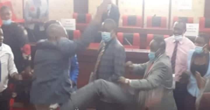 VIDEO: Chaos In Nyamira County As MCAs Exchange Blows And Kicks