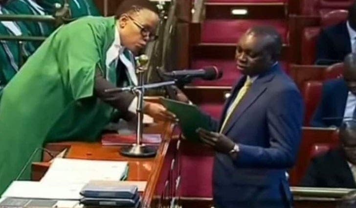 Kapseret MP Oscar Sudi Struggles To Read Oath of Office
