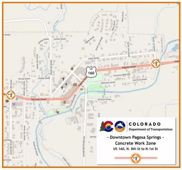US Highway 160 Pagosa Springs reconstruction project in Colorado to start March 17