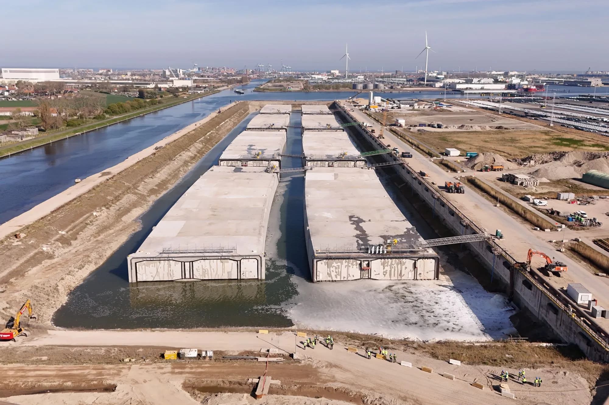 Concrete tunnel elements floated for Belgium’s 1.8km Scheldt crossing