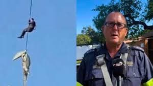 Police officer lowered into crocodile-infested river to recover human remains