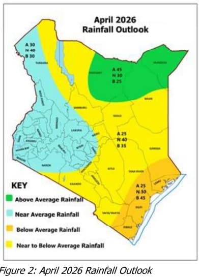 Three ASAL counties to receive above average rainfall in April