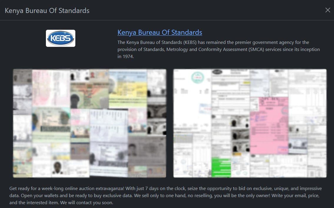 KEBS Suffers A Massive Data Breach