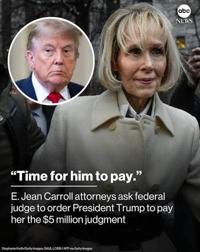‘Time for him to pay’ – Carroll calls on Trump to pay $5m after president’s appeal fails