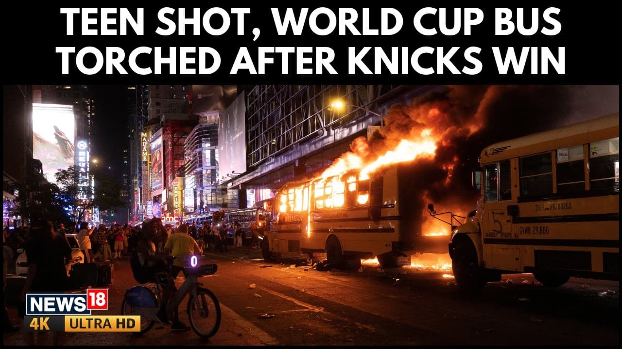 Teen shot and buses torched in Manhattan after historic NBA win for Knicks