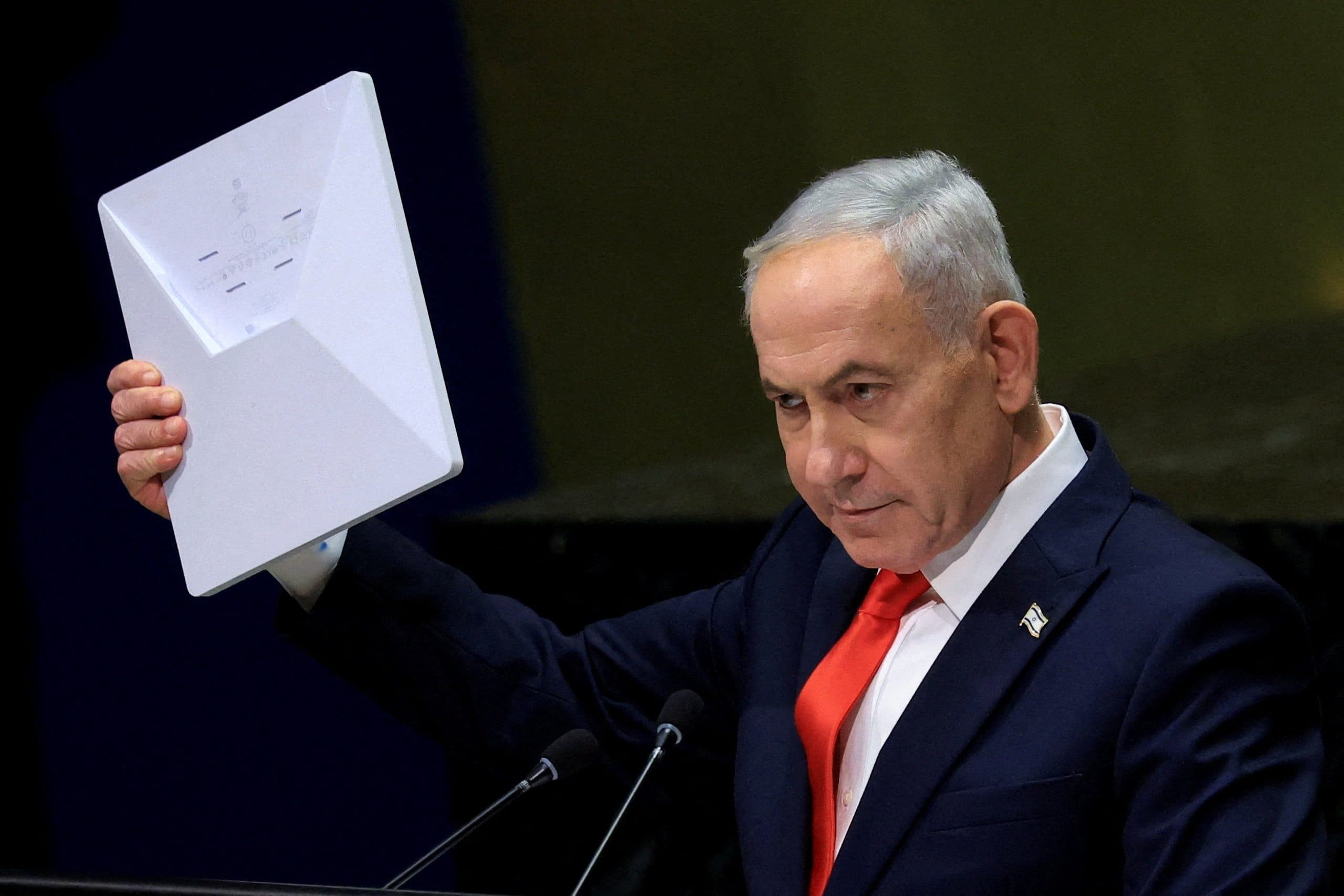 Netanyahu defends Israeli military action as delegates walk out before UN speech