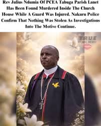 PCEA cleric killed, guard injured in violent church robbery in Nakuru