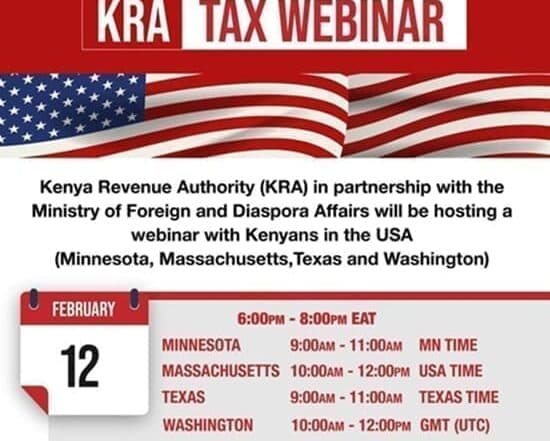KRA Tax Webinar for Kenyans in the USA on February 12, 2025