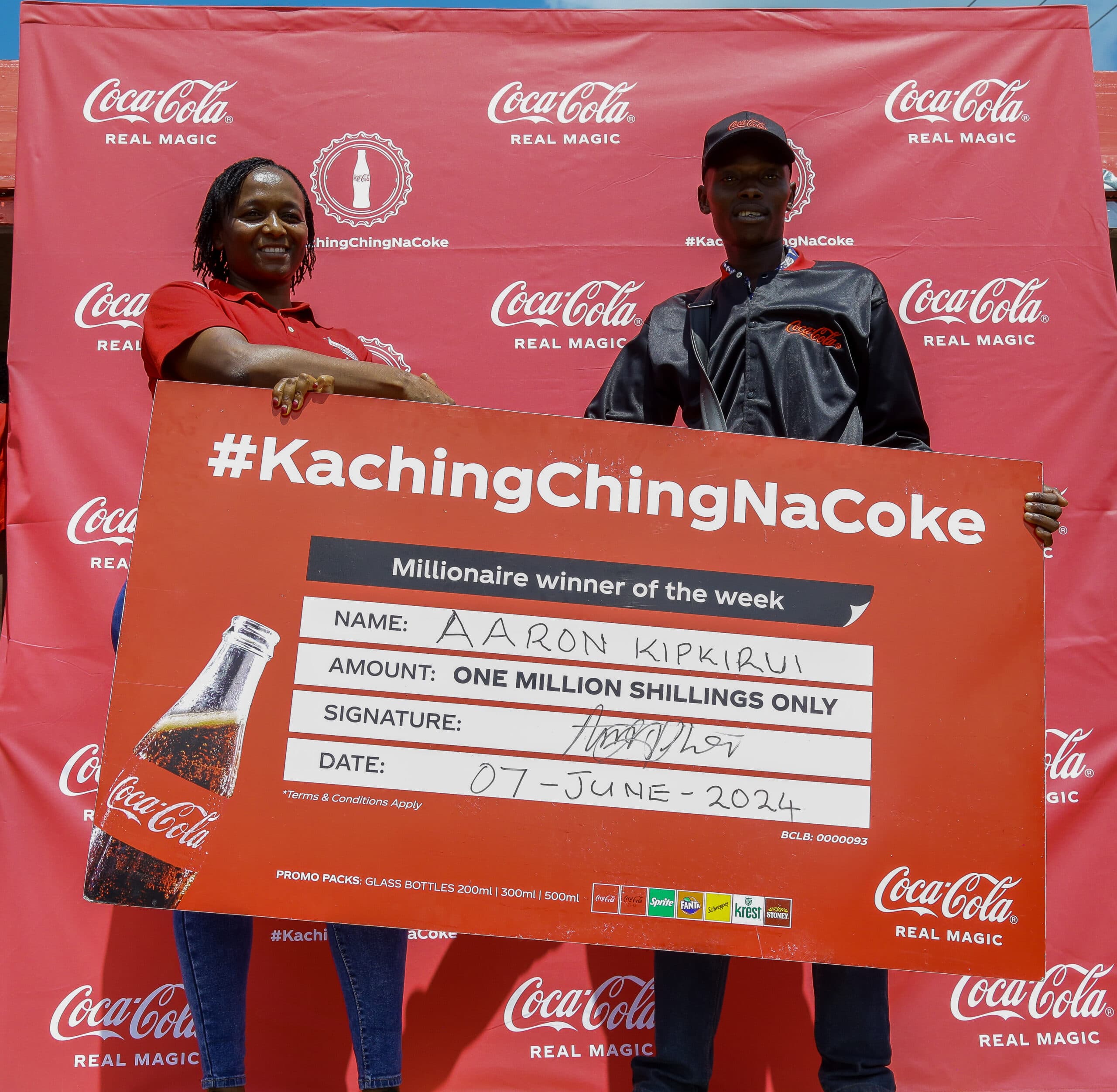Aaron Kipkirui is the second winner of Ksh. 1 Million in the Kachingching na Coke promotion