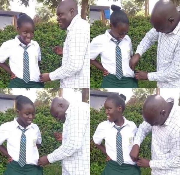 Kenyan Father Praised for Stitching Daughter’s Skirt in a school compound