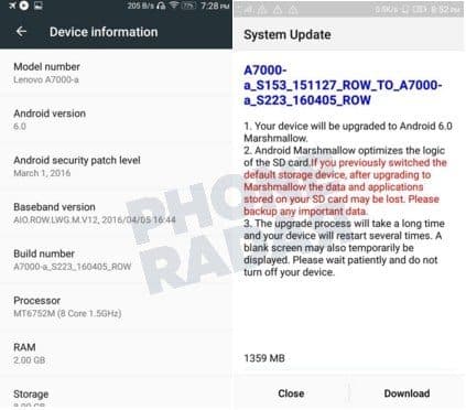Android Marshmallow Update is Now Available for the Lenovo A7000