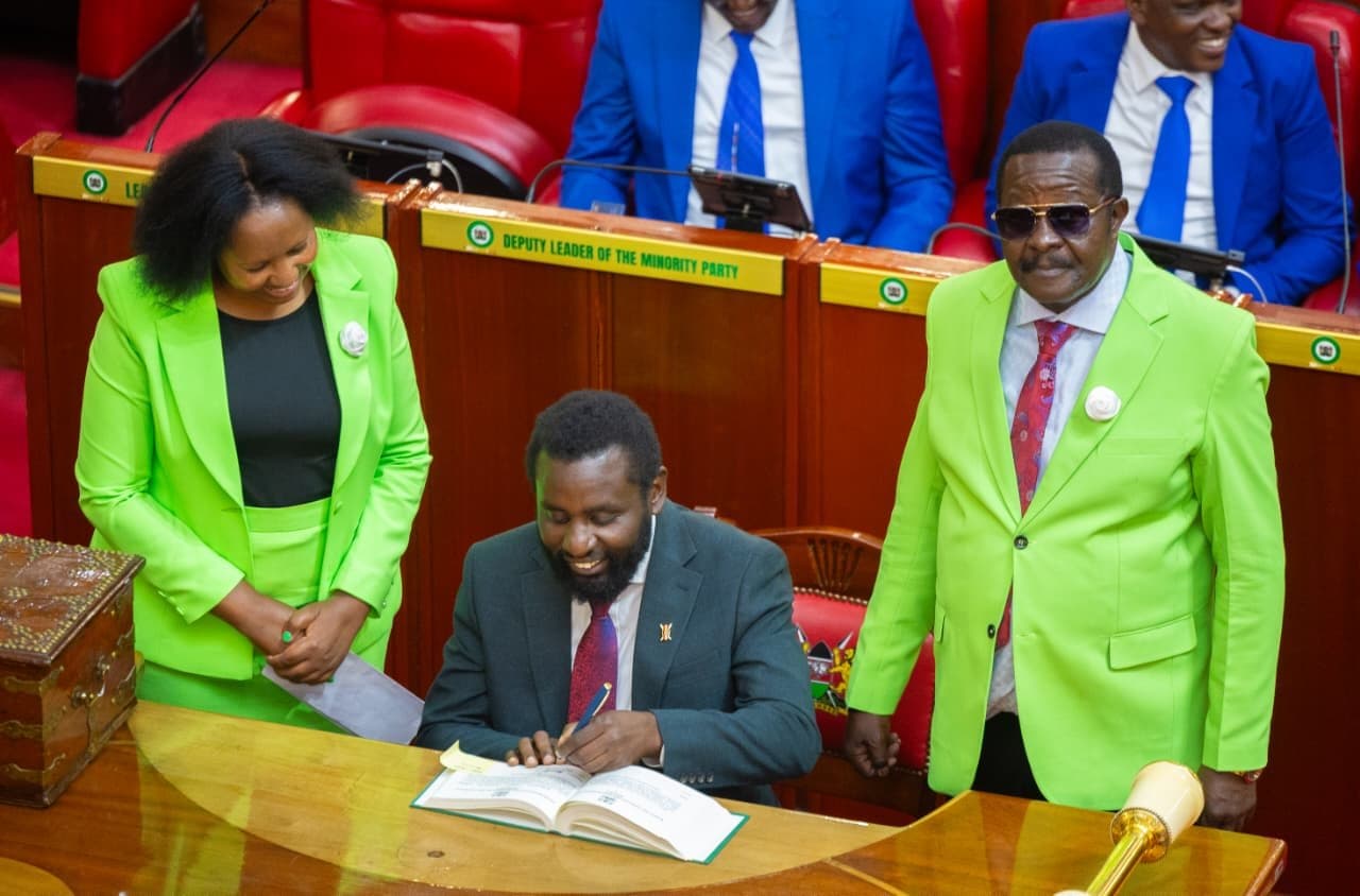 Party colours, cheers as Sammy Ngotho is sworn in as Ol Kalou MP
